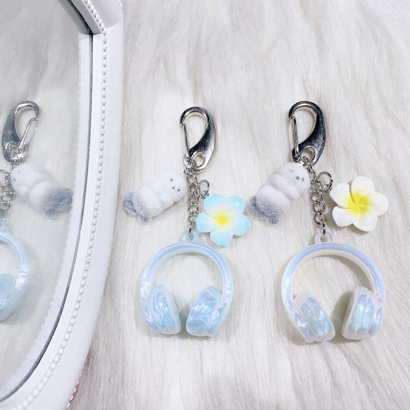 Y2K Frisch Süß Beflocktes Siegel Kopfhörer Anhänger Schlüsselanhänger Lieblich Ästhetische Taschenanhänger Ccd Schlüsselanhänger Anhänger Geschenke für Paare