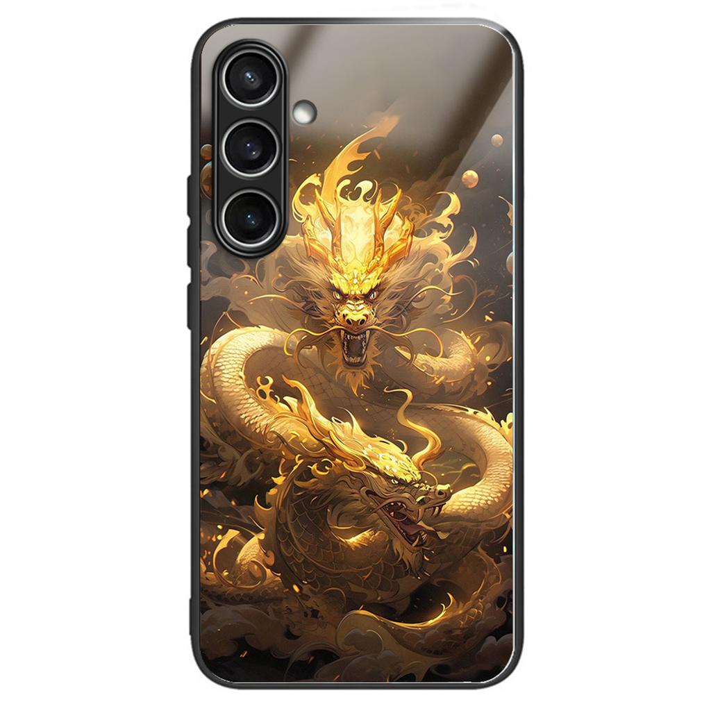 For Samsung Galaxy S24 FE Case Tempered Glass TPU Drop-Proof Phone Cover Pattern Printing