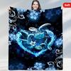 1pc Sea Turtle Print Flannel Blanket, Soft Cozy Throw Blanket Nap Blanket For Travel Sofa Bed Office Home