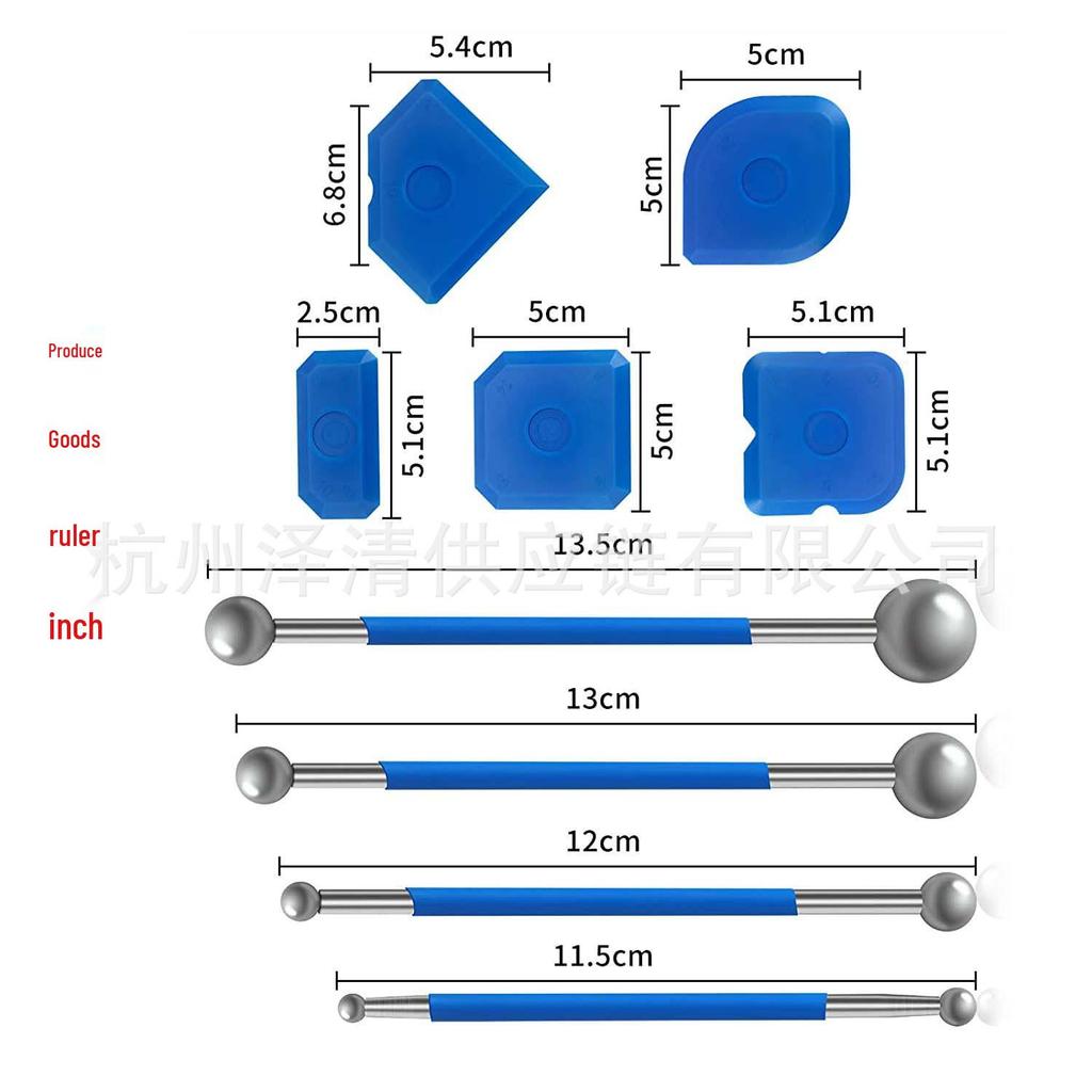 Tile Seam Pressing and Scraping Tool Set - 9 Pieces