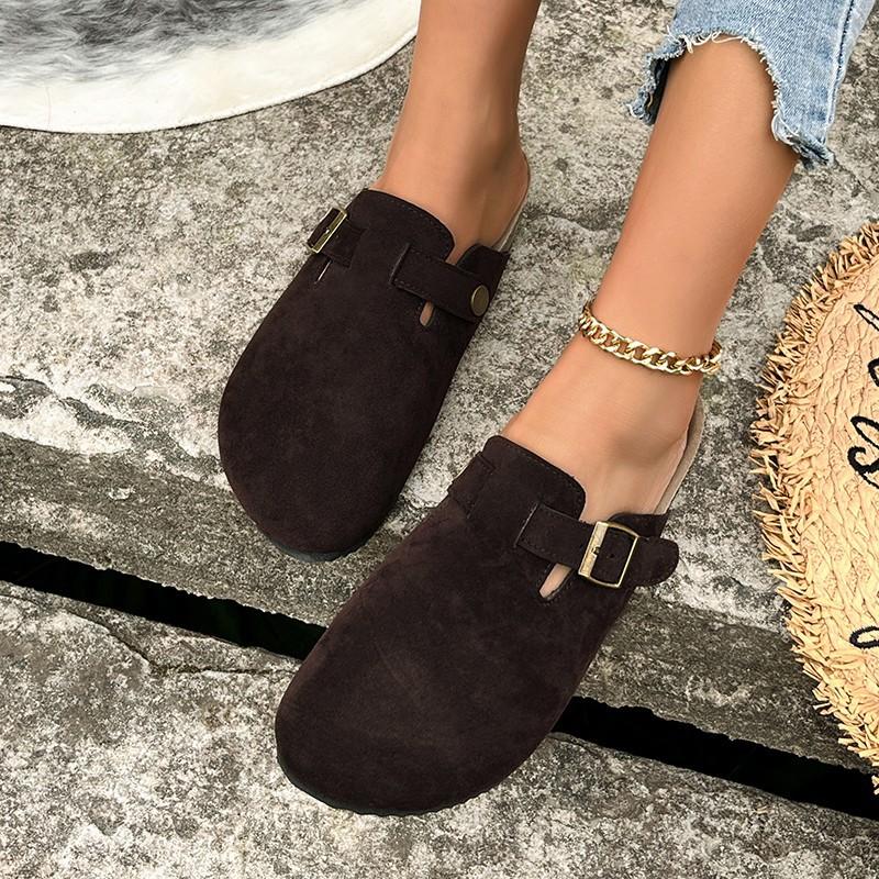 2026 New Fashi Baotou Slippers Female Couple Cork Drag Large Roman Shoes Casual Half Dragging Lazy Shoes Trendy