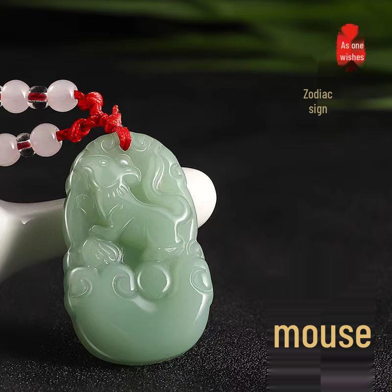 Zodiac Animals Jade Green Pendant Necklace - Protective Charm for Men and Women