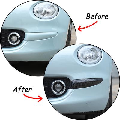 ABS Carbon Fiber For Fiat 500 2016-2026 Car Front Fog Lamp Side Fang Decorative Strip Sticker Car External Accessories
