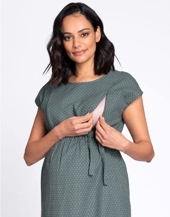 Seraphine Casual Maternity Size Suitable for Nursing Women's Dress, Sage, UK8,