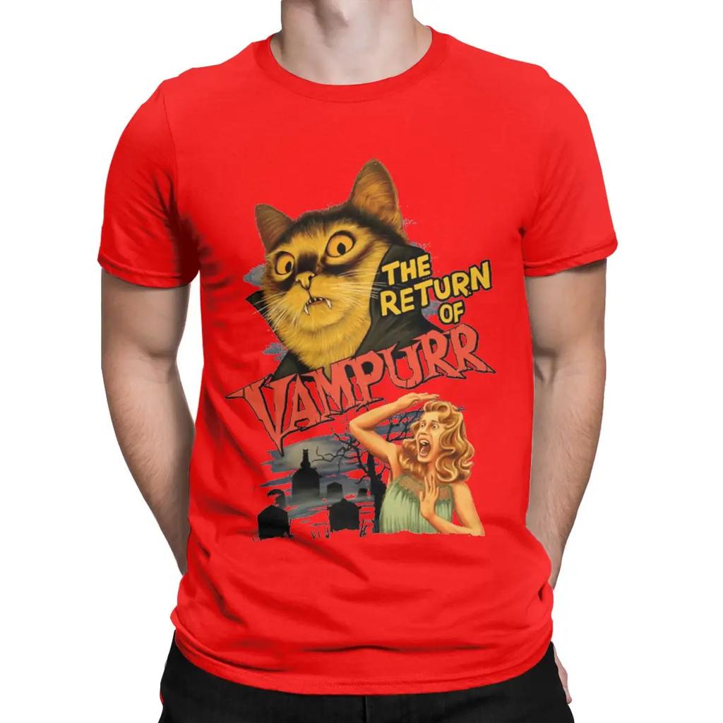 The Return Of Vampurr T-Shirt for Men Halloween Cat Pure Cotton Tee Shirt Round Collar Short Sleeve T Shirts Plus Size Clothes