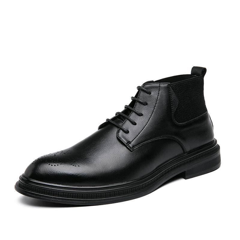 

Мужские ботинки челси цвета хаки, кожаные оксфорды в британском стиле с острым носком, мужские ботильоны, обувь с высоким голенищем, мужская обувь для ходьбы 44 чёрный