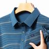 Striped Long-Sleeved Shirt Spring and Autumn Middle-Aged Men's T-shirt Loose Casual Dad Wear T-shirt Undershirt Top