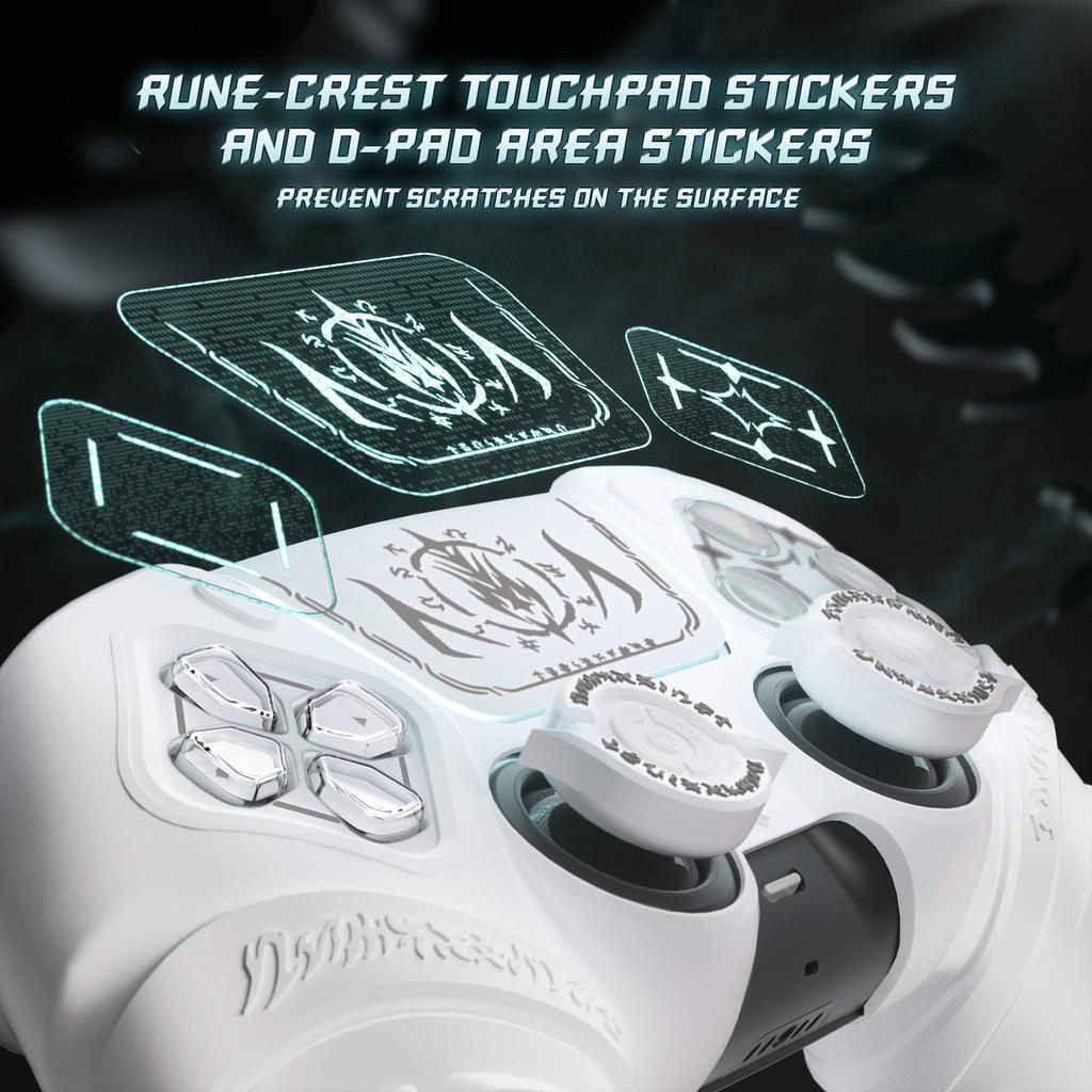 PlayVital Runes Edition Silicone cover for comes with thumb grip touchpad sticker and cross key compatible with ps5 genuine charging stand with cover