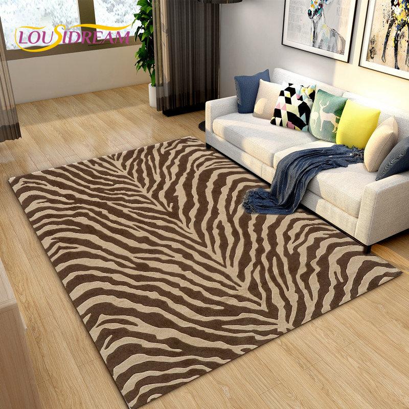 3D Stripe Tiger Print Pattern Area Rug Large,Carpet Rug for Living Room Bedroom Kitchen Doormat Decoration, Non-slip Floor Mat