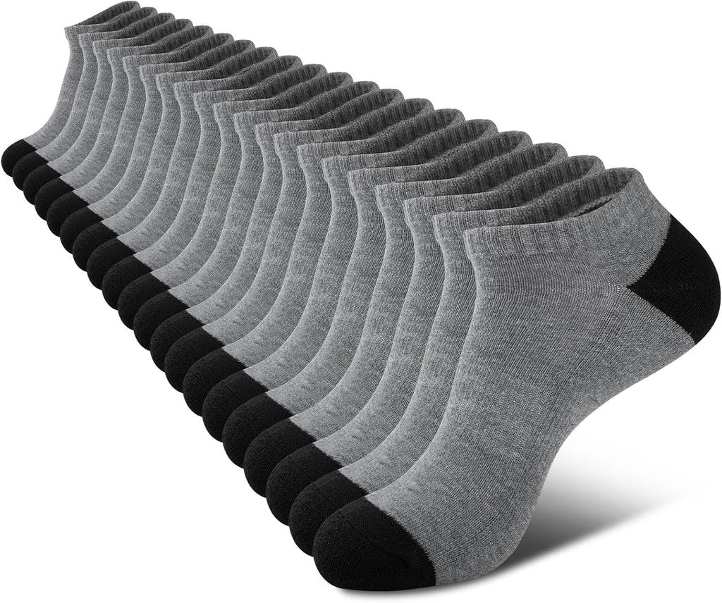 10 Pairs Mens Ankle Socks, Men 10 Pack Low Cut Comfort Cushioned Casual Socks, Breathable Soft Elastic No Show Short Socks, Lightweight Sports Socks