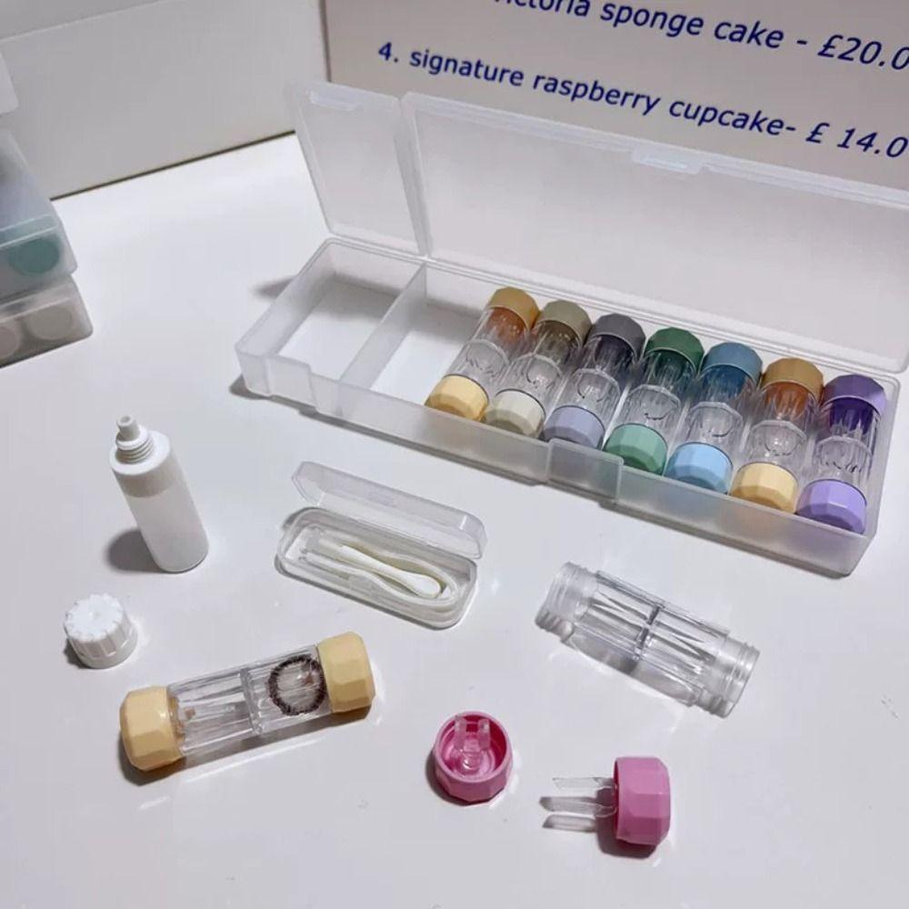 8 Pairs Portable Contact Lenses Soak Storage Case 7 Colors RGP Lens Container for Eyes Contacts