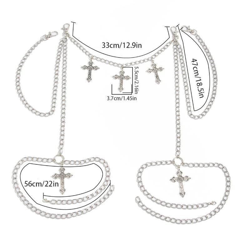 Women'S Multi-Layer Cross Tassels Pendant Decoration Waist Chain Y2K Gothic Style Halloween  Body Chain Accessory Gift