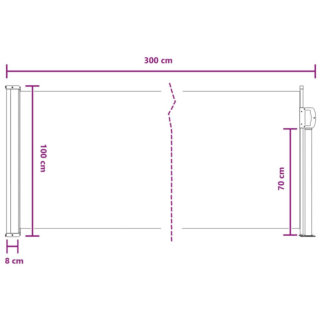 Retractable Side Awning 300 x 100 cm Polyester Right Angled