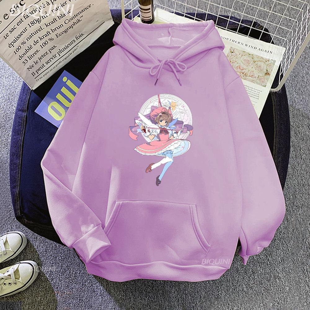 

Cardcaptor Sakura The Ultimate Card Sealer Толстовки з довгим рукавом Жіночі/чоловічі світшоти з мультфільмами Зимові повсякденні зручні пуловери з капюшоном XXXL світло-фіолетового кольору