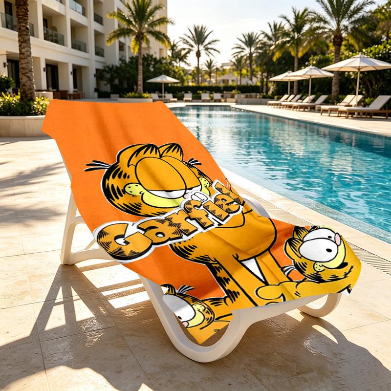 Garfield Print Beach Towel Design, Soft, Lightweight. for Home Bathroom, Spa, Pool, Yoga, Surfing, Camping, Gift for Family, Friend