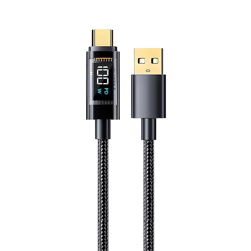 6A Transparent Type-C Data Cable, 100W Super Fast Charging, Compatible with Huawei, Xiaomi, and Apple Devices.