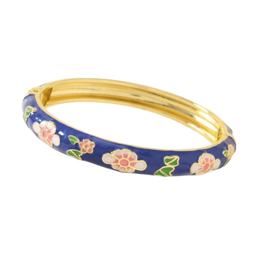 Elegant Enamel Bracelet Colorful Alloy Cloisonne Bangle Ethnic Floral Motifs Vintage Dropped Glaze Bracelet Party Jewelry