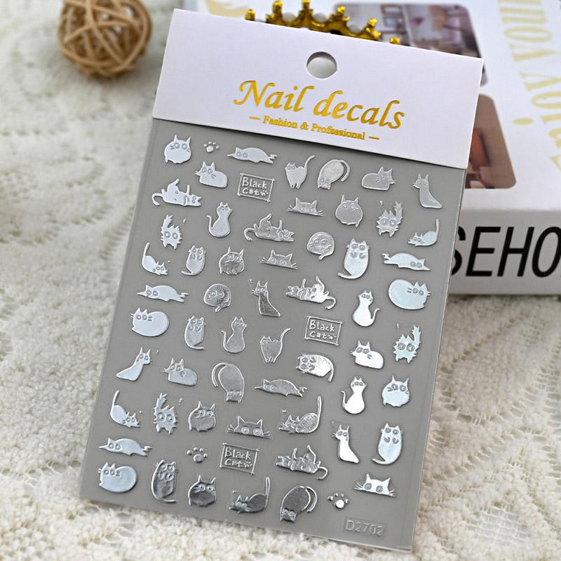 

Kawaii 3D наклейки для ногтей с животными, самоклеящиеся блестящие гладкие пластиковые наклейки для ногтей для домашних животных, сделай сам, собаки, кошки, медведи, панды D2702 серебряный