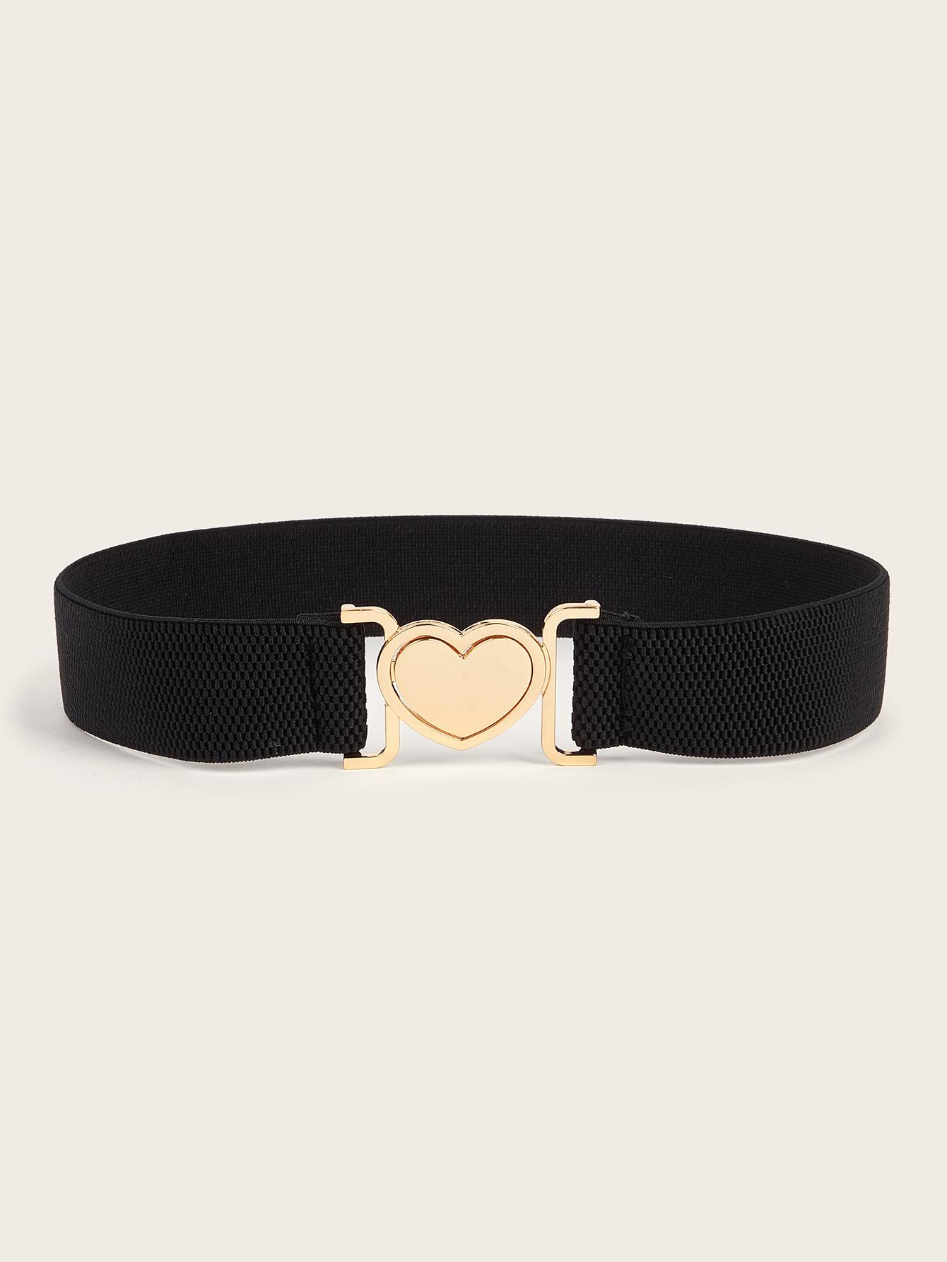 Love Buckle Thin Belt Women S Decorative Waist Seal With Skirt Elastic Elastic Narrow Belt Waist Black