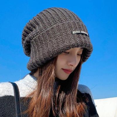 Winter Tutum Golji Tweed Lockerer Stil Großer Bommelmützenhut