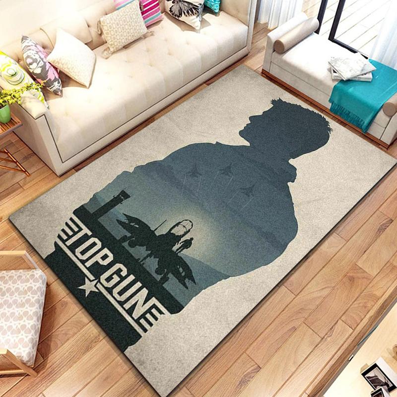 Classic Movie Top Gun Sign Tom Cruise Carpet Rug for Home Living Room Bedroom Sofa Doormat Decor,kid Area Rug Non-slip Floor Mat