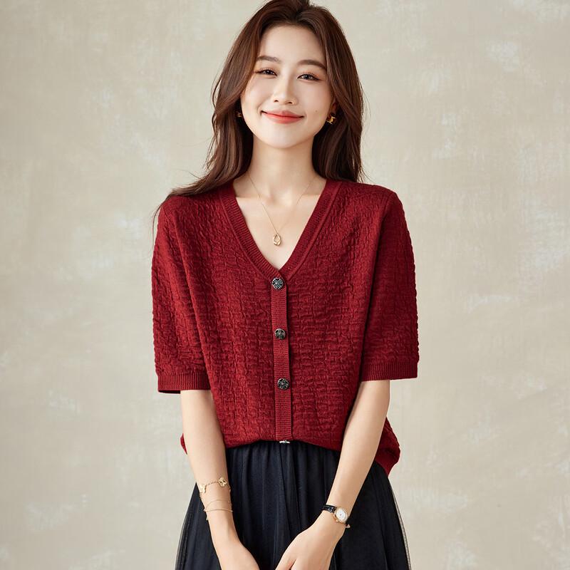 

Srcr Women s Wool Blend V-Neck Mid-Sleeve Knit Top L