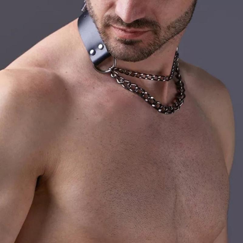 Elastic Body Chest Harness Chain Strap Leathers Punk Chain Choker Men Chest Harness Nightclub Cosplay Costume Accessory