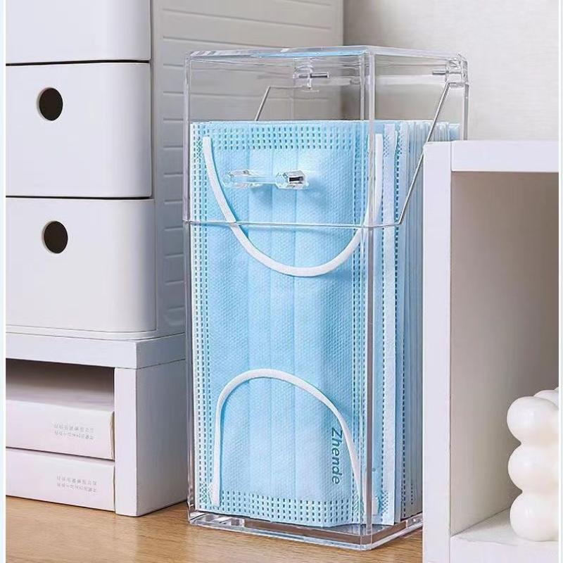 1 Transparent Mask Storage Box With Lid, Dust-Proof Mask Box, Makeup Brush Storage Box