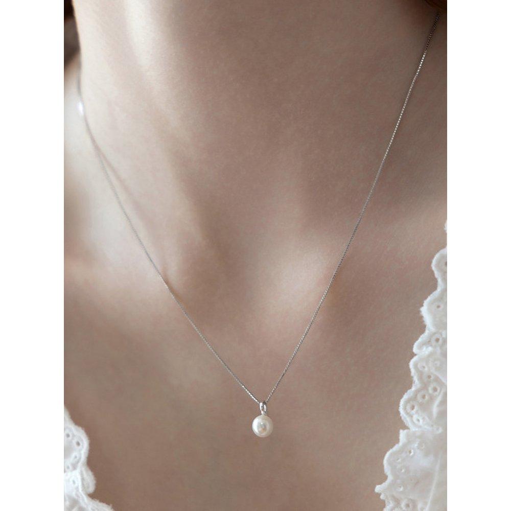(925 Silver) One-Point Freshwater Pearl Pendant Necklace Nz2494