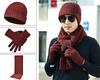 Autumn and Winter Thickened Outdoor Warm Three Piece Set Knitted Scarf, Hat, Gloves, Three Piece Set