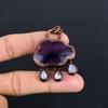 Amethyst Pendant Gemstone Jewelry, Copper Electroformed Pendant, Gift For Women Handmade Pendant