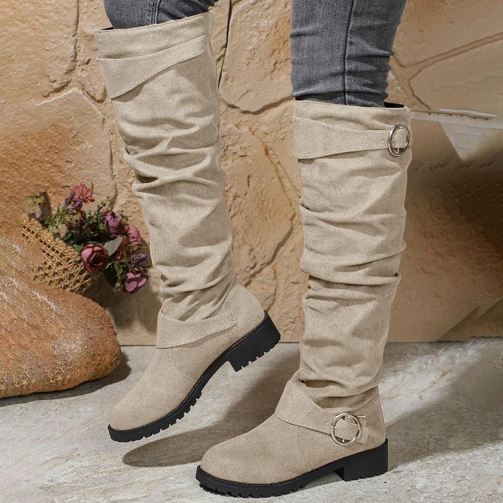 Women's Boots With Over The Knee Slouch Boots Chunky Heel Fashion Mid Calf Boots Boots Women Size 8 Mid