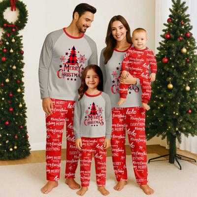 Familienpassende Drucksets Pyjamas Loungewear Outfits Familienpassendes Langarm-Oberteil+Hose Set