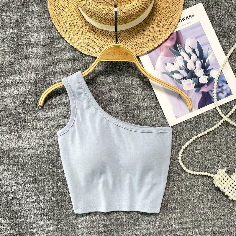 Summer Vest for Women Outwear 2024 New Arrival Sexy Short Sleeveless with Chest Pad Tops Sexy Scheming off-the-Shoulder Sling