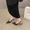 Niche leopard print sandals 2025 women's shoes with skirts summer new thick heel bag head pointed empty high heel single shoes