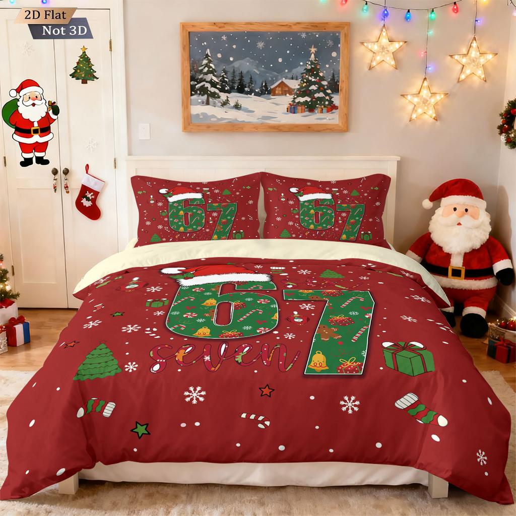 Bed Three-Piece Set Green Hair Monster Hand Pillow Cover Quilt Cover Digital Printing Bedding