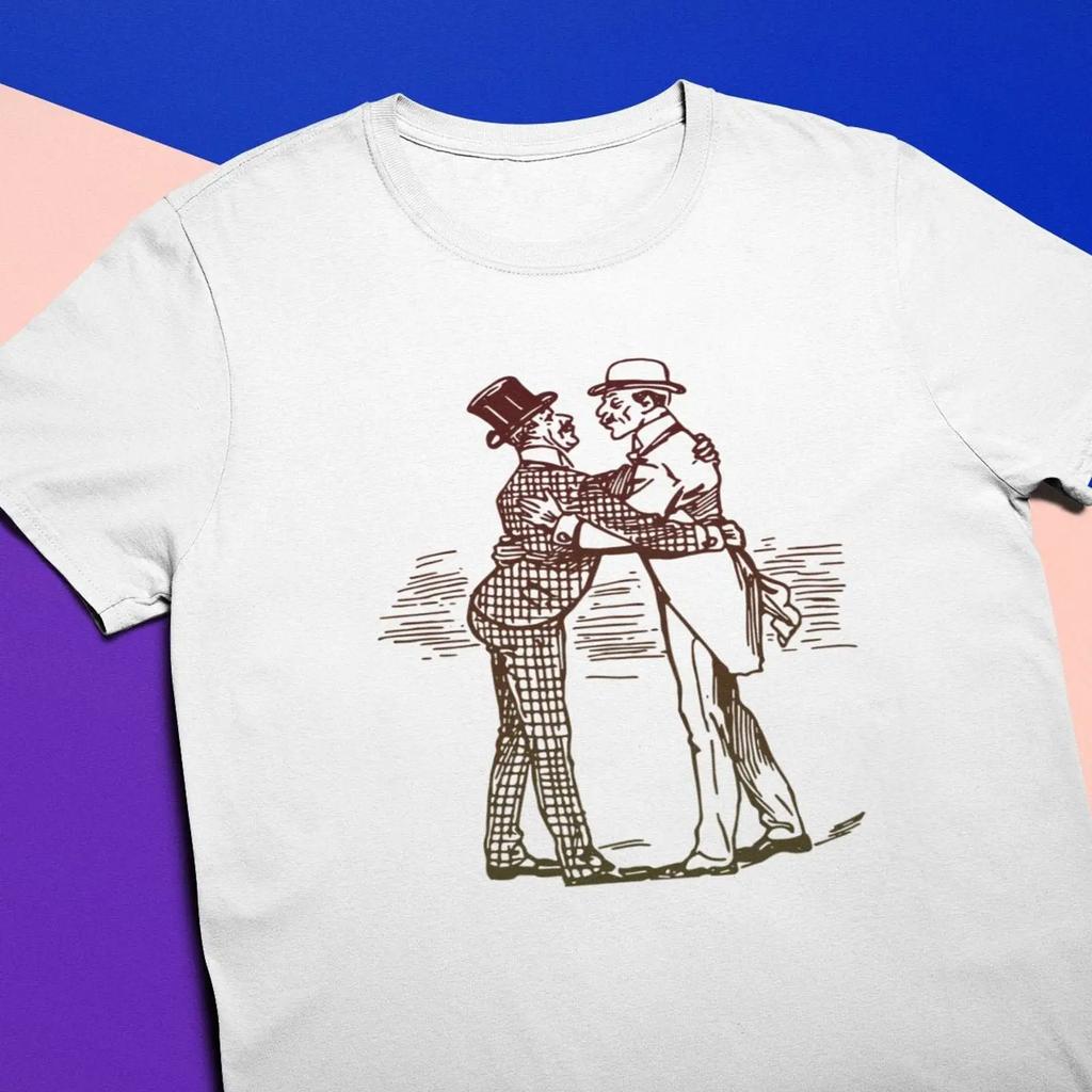 Gentle Kiss Cartoon Vintage Gay Queer Gentleunisex Samesex Couple Pride T Shirt Vintage Slightly Soft Graphic Stretched