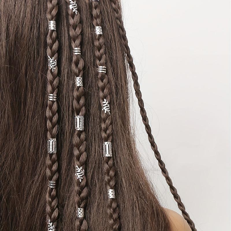 40Pcs/Set Vintage Gold Silver Hollow Hair Rings Iron Hair Cuff Hair Pins Loop Decor Hair Accessories Lock Hair Jewelry For Braid