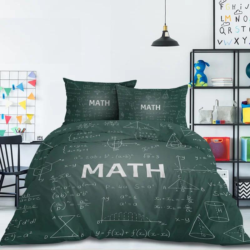 Math Function Duvet Cover Math Equation Bedding Set Double Microfiber Science Geometry Comforter Cover Educational Quilt Cover