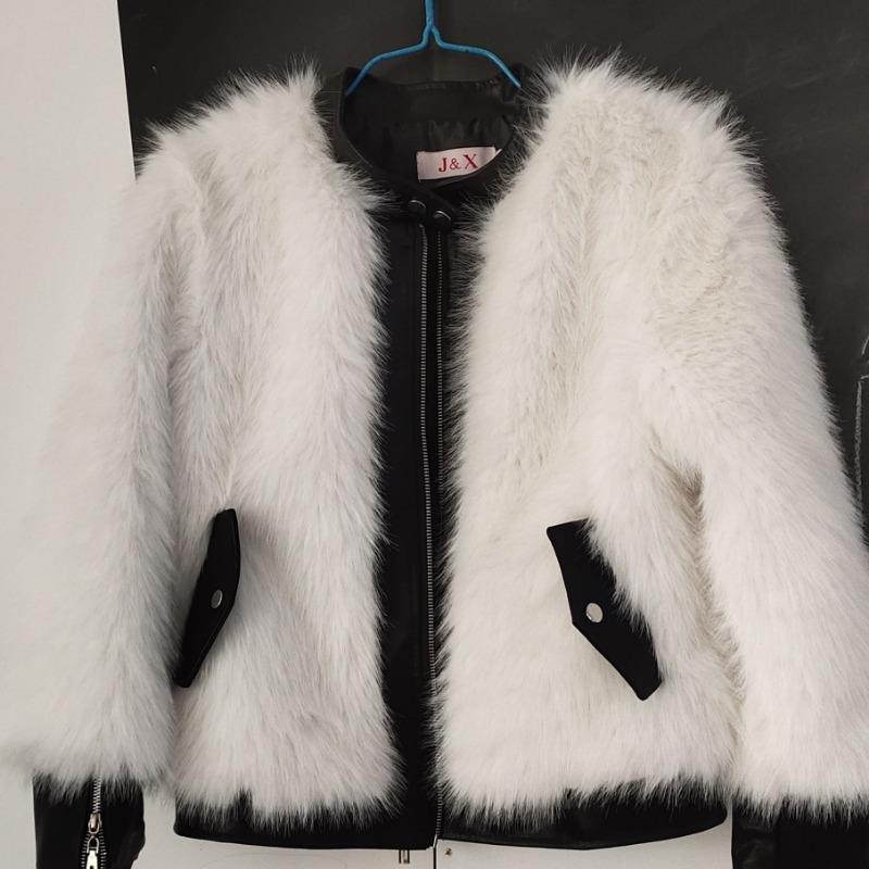 

Jacket women s imitation fox fur splicing winter new short thickened plush fur coat S 80-50 kg белый
