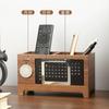 Desktop Calendar Creative Multifunctional Box Organizer Holder Stationery Control WoodenRemote Storage Pen Pencil Home Storage