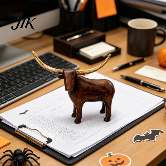 Vintage Aesthetic Home Accessories Longhorn Bull Sculpture, Rustic Farmhouse Animal Figurine, Western Style Pastoral Shelf Display Decorative
