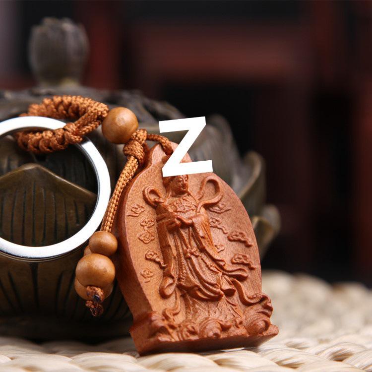 Peach Wood Qi Nan Car Keychain Pendant - Safe Trip Gift for Women