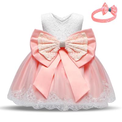 New Girl's Long Skirt Bow Lace Dress Middle-aged Children's Evening Dress Kids Dress