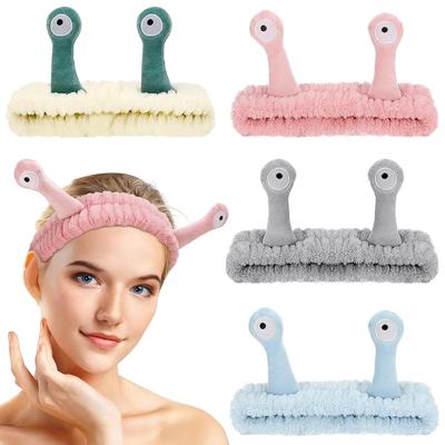 Roztomilá plyšová čelenka Snail Spa pro ženy Sladká dívka Jednobarevné čelenky do vlasů Coral Fleece Wash Make-up na obličej Čelenka Pokrývka hlavy Péče o pleť Vlasové doplňky
