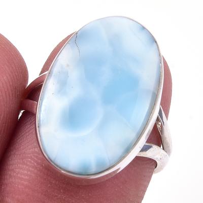 Natural Republic Larimar Gemstone 925 Solid Sterling Silver Gift Ring S.7 O7S91