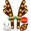 Christmas Reindeer Antlers Car Decoration Kit, LED Multicolor Lights Nose Vehicle With Jingle Bells Rudolph, Auto Holiday Accessories For SUV Van