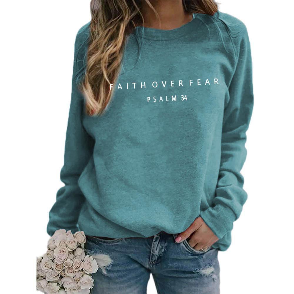 Women's Crew Neck Long Sleeve Loose Fit Sweatshirt Casual Letter Graphic Pullover
