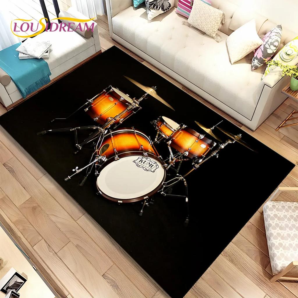 Drum Kit Music Drum Set Instruments Area Rug,Carpet Rug for Home Living Room Bedroom Sofa Doormat Decor,kids Non-slip Floor Mat