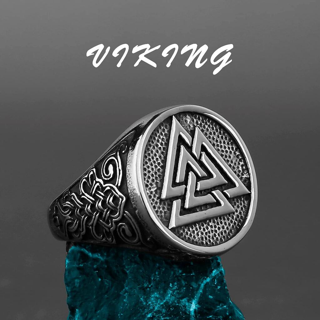 Nordic Viking Stainless Steel Ring Anchor Compass Tree of Life Rune Amulet Wolf Men Women Finger Jewelry Biker Party Club Gift